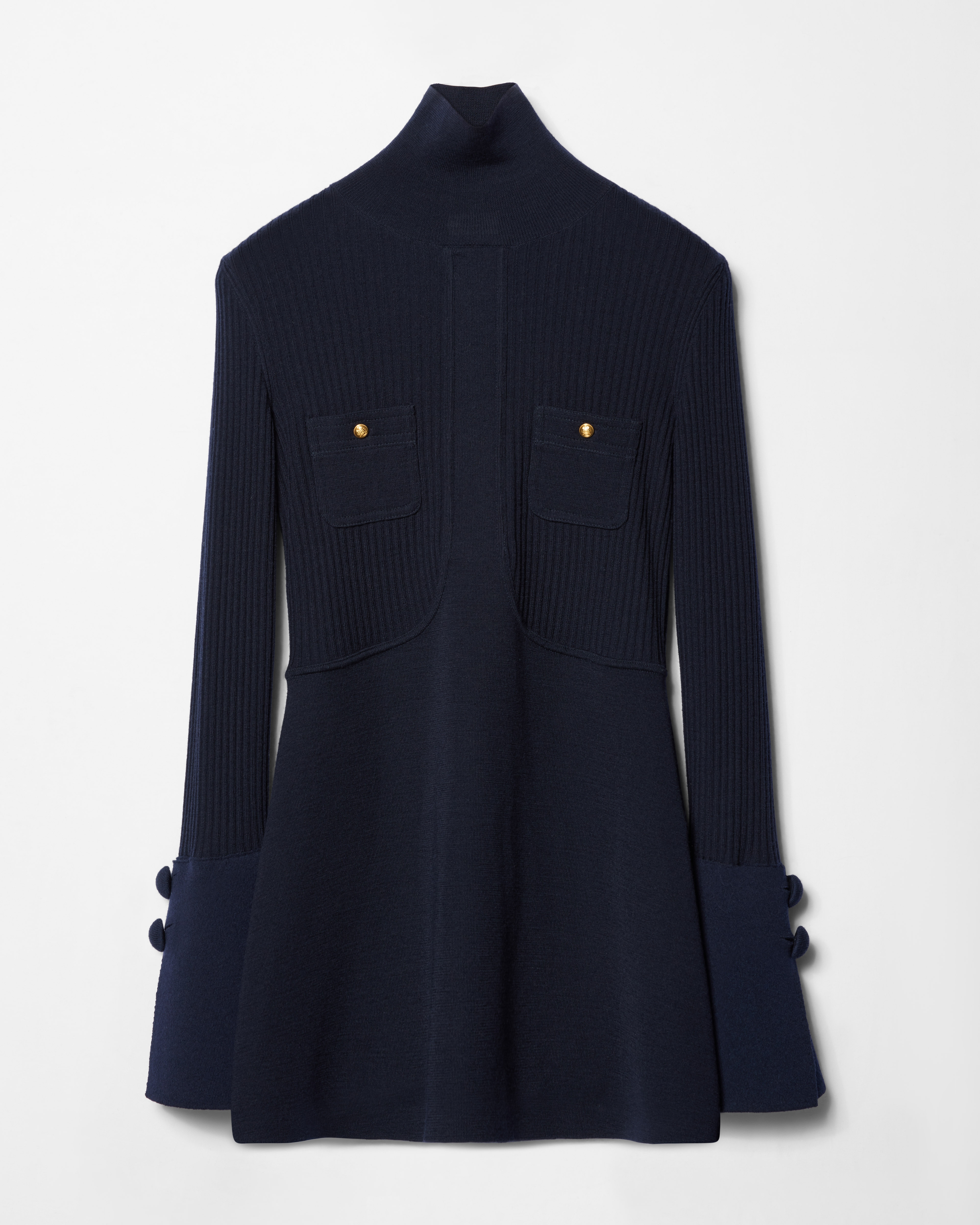 CELINE 美品ネイビー フード付きウールコート110 ドレス / ウール - ネイビー | CELINE